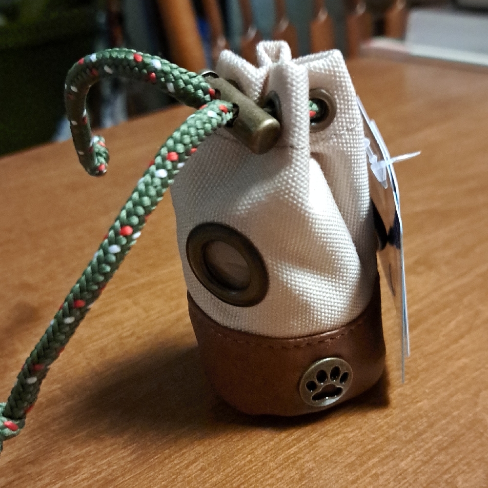 Canvas and Leather Drawstring Waste Bag Dispenser
